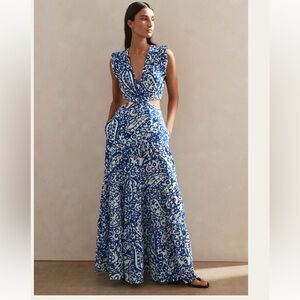 ME+EM Bold paisley Cheesecloth cutout maxi dress